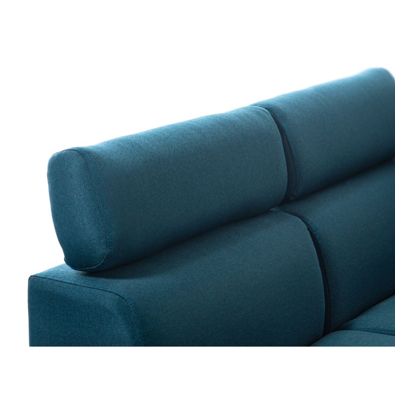 DABI - Canapé d'angle convertible avec coffre en tissu - Bleu