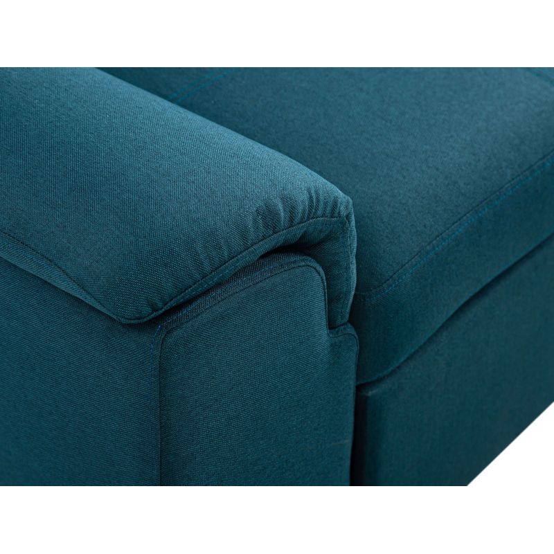 DABI - Canapé d'angle convertible avec coffre en tissu - Bleu