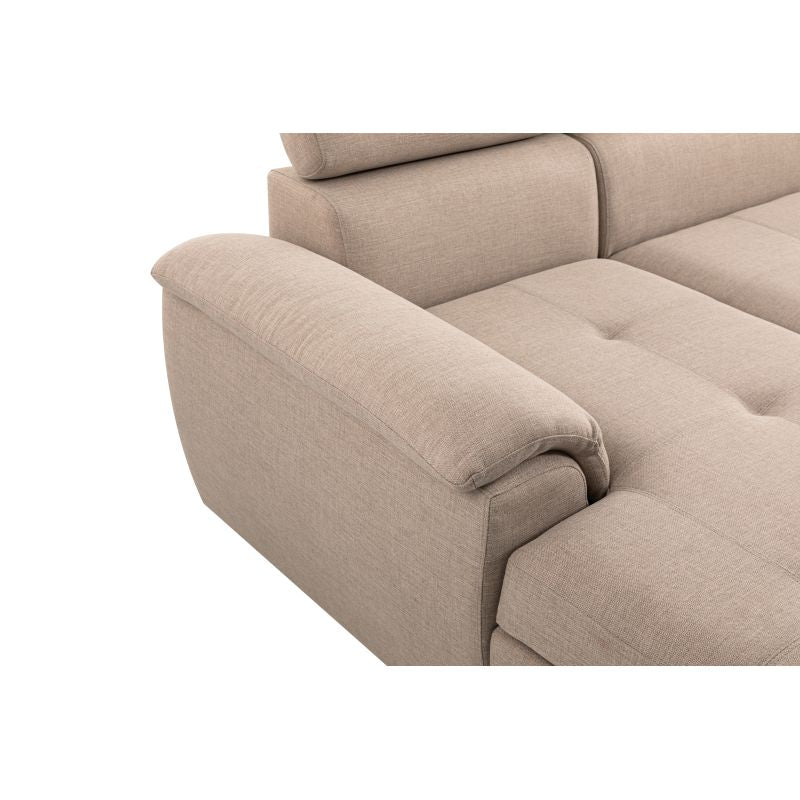 DABI - Canapé panoramique convertible avec 2 coffres en tissu - Beige