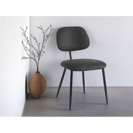 VICTOR - Lot de 4 chaises vintage en tissu et pieds métal - Noir