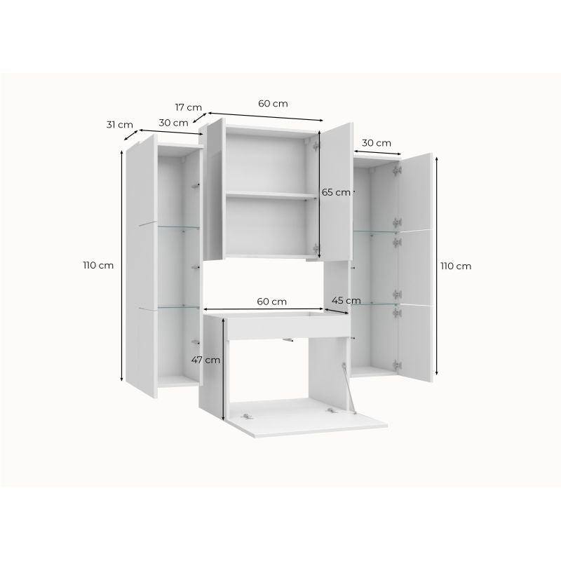 PEDRO - Ensemble de salle de bain 2 colonnes - Blanc