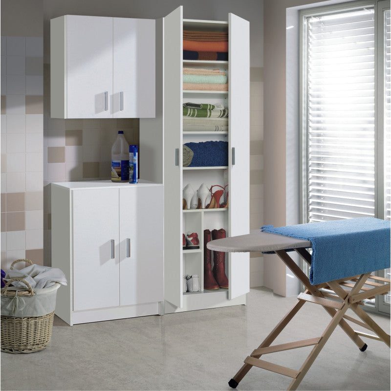 RADIAL - Armoire rangement 2 portes L58,5 x H180 cm - Blanc