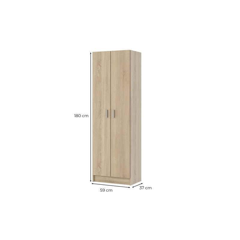 RADIAL - Armoire rangement 2 portes L58,5 x H180 cm - Blanc