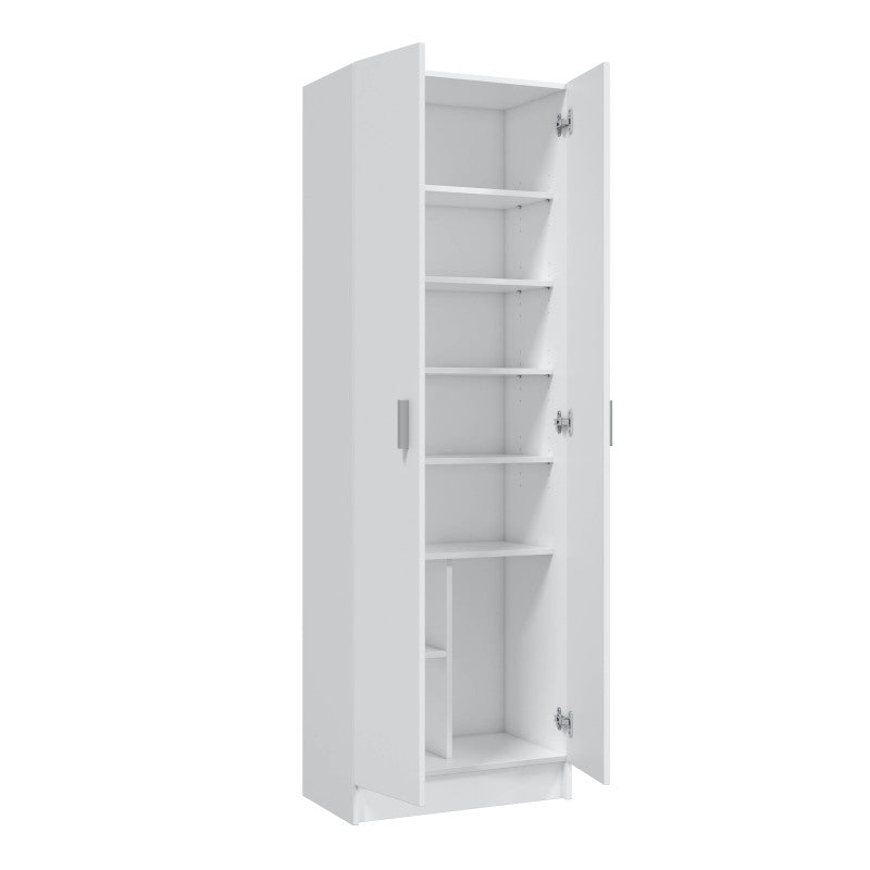 RADIAL - Armoire rangement 2 portes L58,5 x H180 cm - Blanc