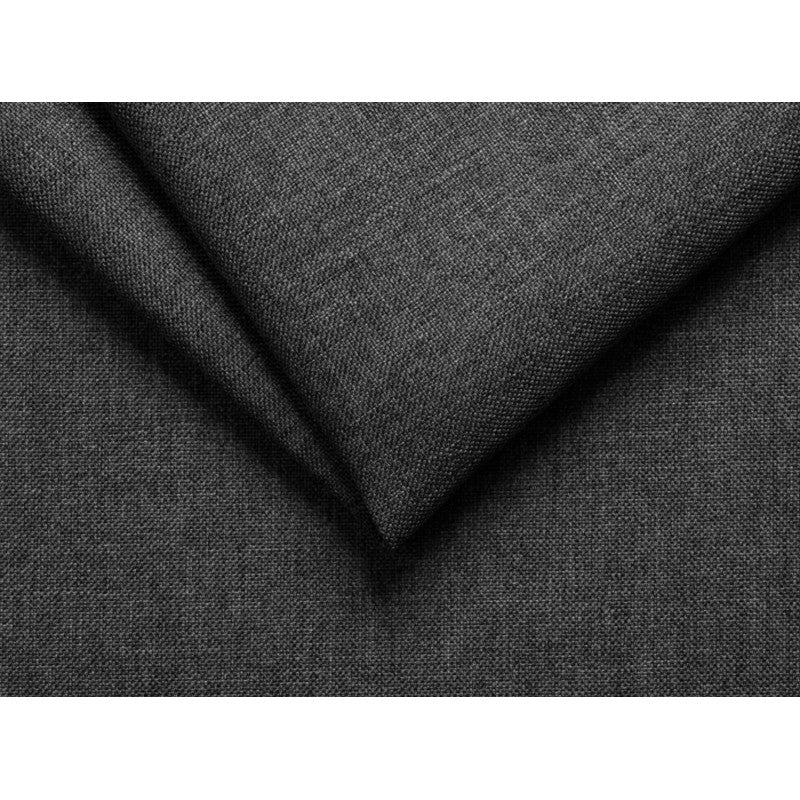 ROX - Canapé d'angle convertible 5 places avec coffre de rangement en tissu et simili - Gris/noir - Angle droit (vue de face)