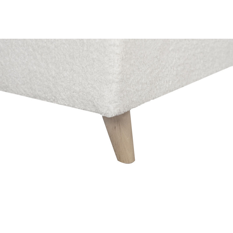 ROX SCANDINAVE - Canapé d'angle convertible avec coffre pieds bois en tissu bouclette - Blanc - Angle droit (vue de face)