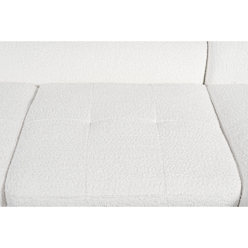 ROX SCANDINAVE - Canapé d'angle convertible avec coffre pieds bois en tissu bouclette - Blanc - Angle droit (vue de face)