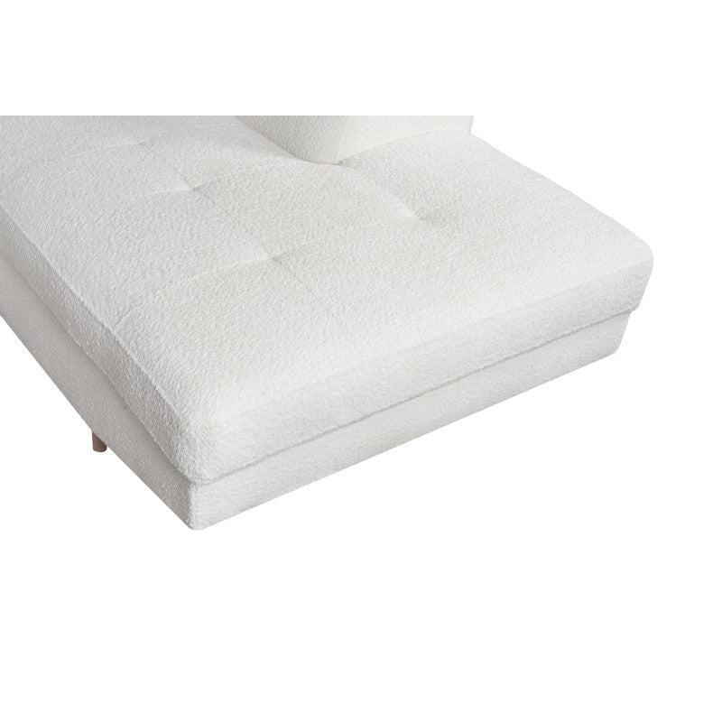 ROX SCANDINAVE - Canapé d'angle convertible avec coffre pieds bois en tissu bouclette - Blanc - Angle droit (vue de face)