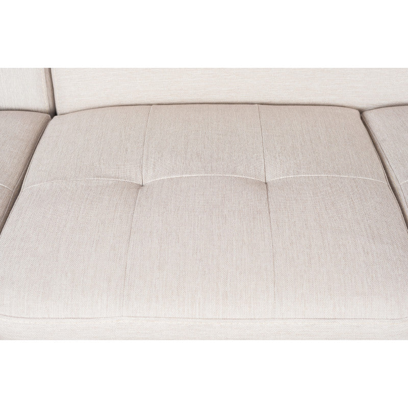 ROX SCANDINAVE - Canapé d'angle convertible avec coffre pieds bois en tissu - Beige - Angle gauche (vue de face)