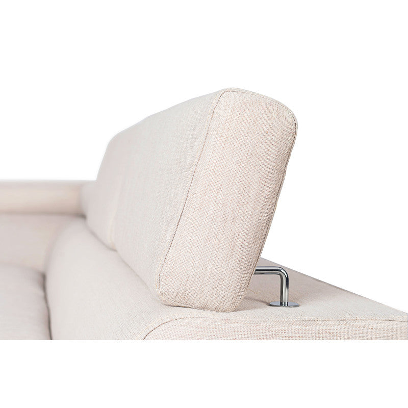 ROX SCANDINAVE - Canapé d'angle convertible avec coffre pieds bois en tissu - Beige - Angle droit (vue de face)