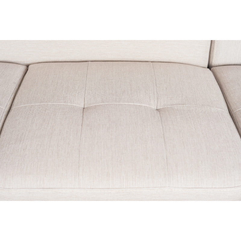 ROX SCANDINAVE - Canapé d'angle convertible avec coffre pieds bois en tissu - Beige - Angle droit (vue de face)