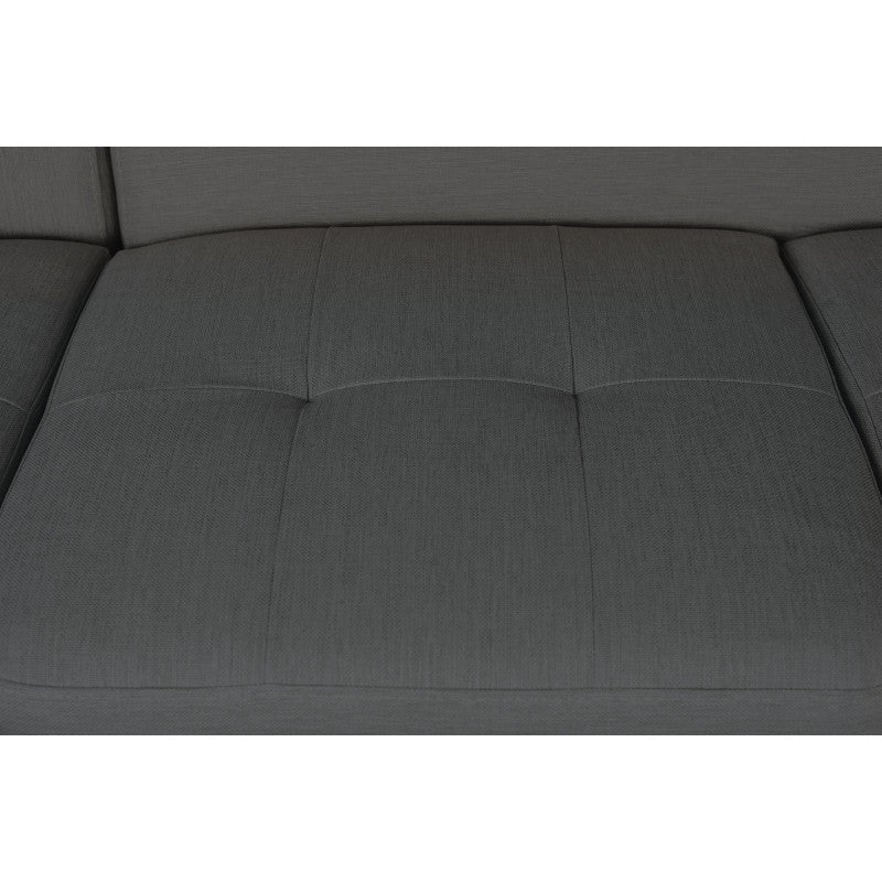 ROX SCANDINAVE - Canapé d'angle convertible avec coffre pieds bois en tissu - Gris foncé - Angle droit (vue de face)