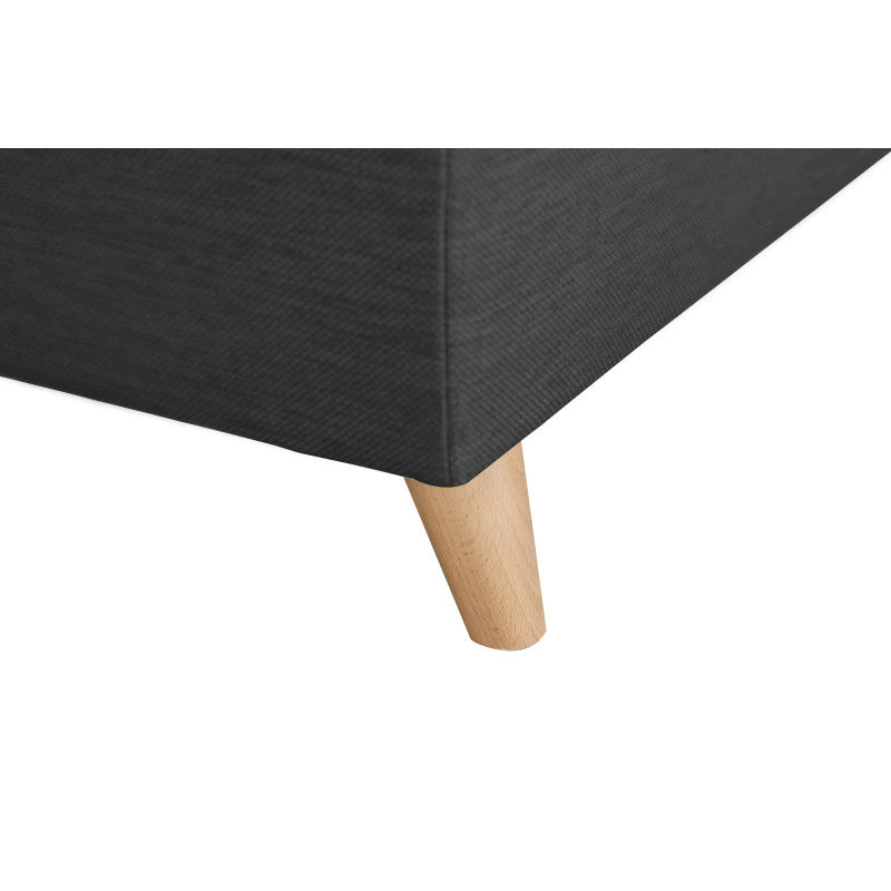 ROX SCANDINAVE - Canapé d'angle convertible avec coffre pieds bois en tissu - Gris foncé - Angle droit (vue de face)