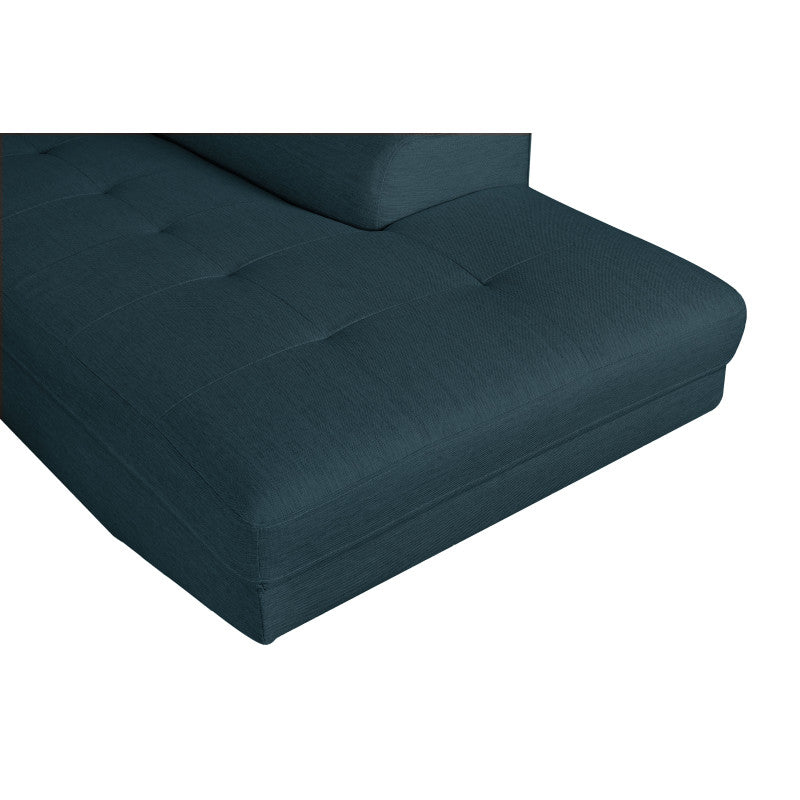 ROX SCANDINAVE - Canapé d'angle convertible avec coffre pieds bois en tissu - Bleu pétrole - Angle gauche (vue de face)