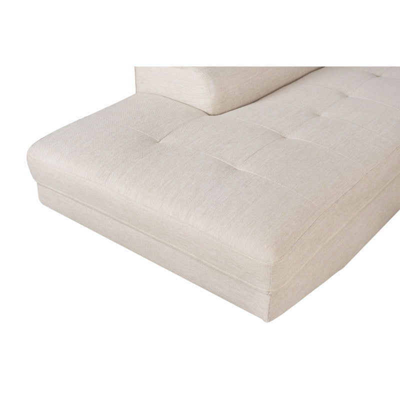 ROX SCANDINAVE - Canapé d'angle convertible avec coffre pieds bois en tissu - Beige - Angle gauche (vue de face)