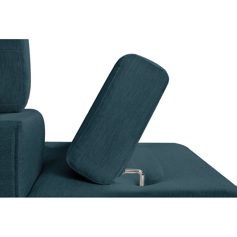 ROX SCANDINAVE - Canapé d'angle convertible avec coffre pieds bois en tissu - Bleu pétrole - Angle gauche (vue de face)