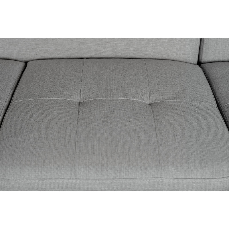 ROX SCANDINAVE - Canapé d'angle convertible avec coffre pieds bois en tissu - Gris clair - Angle droit (vue de face)