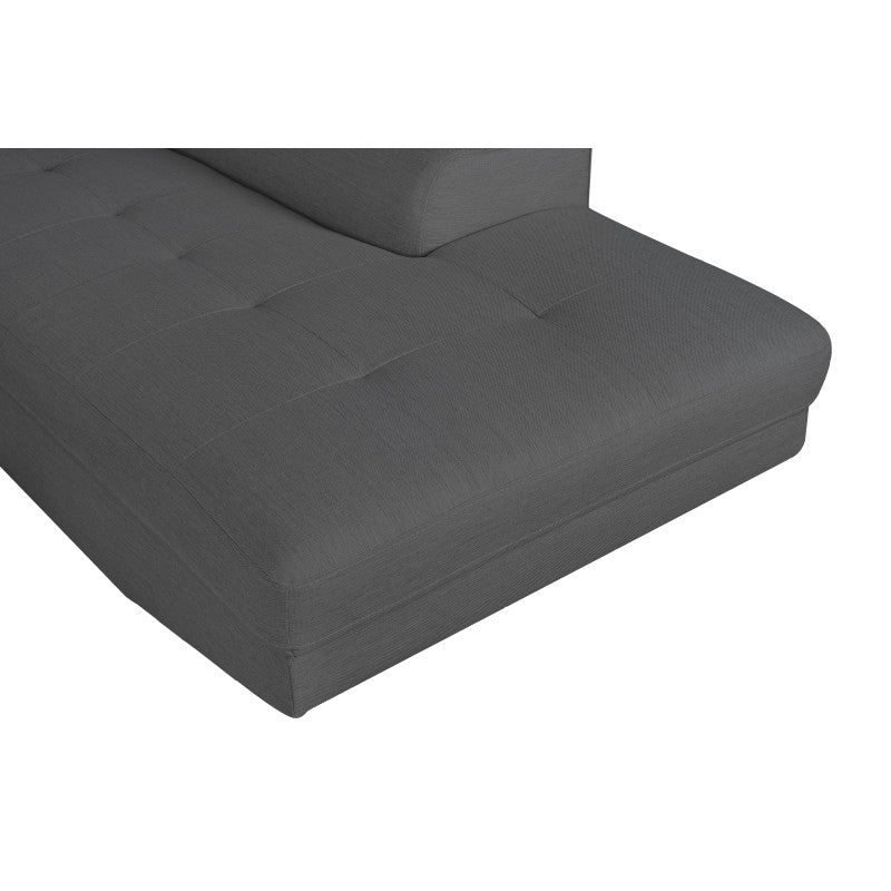 ROX SCANDINAVE - Canapé d'angle convertible avec coffre pieds bois en tissu - Gris foncé - Angle droit (vue de face)