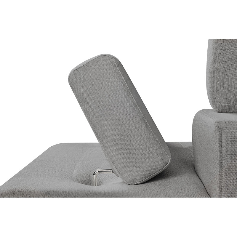 ROX SCANDINAVE - Canapé d'angle convertible avec coffre pieds bois en tissu - Gris clair - Angle droit (vue de face)