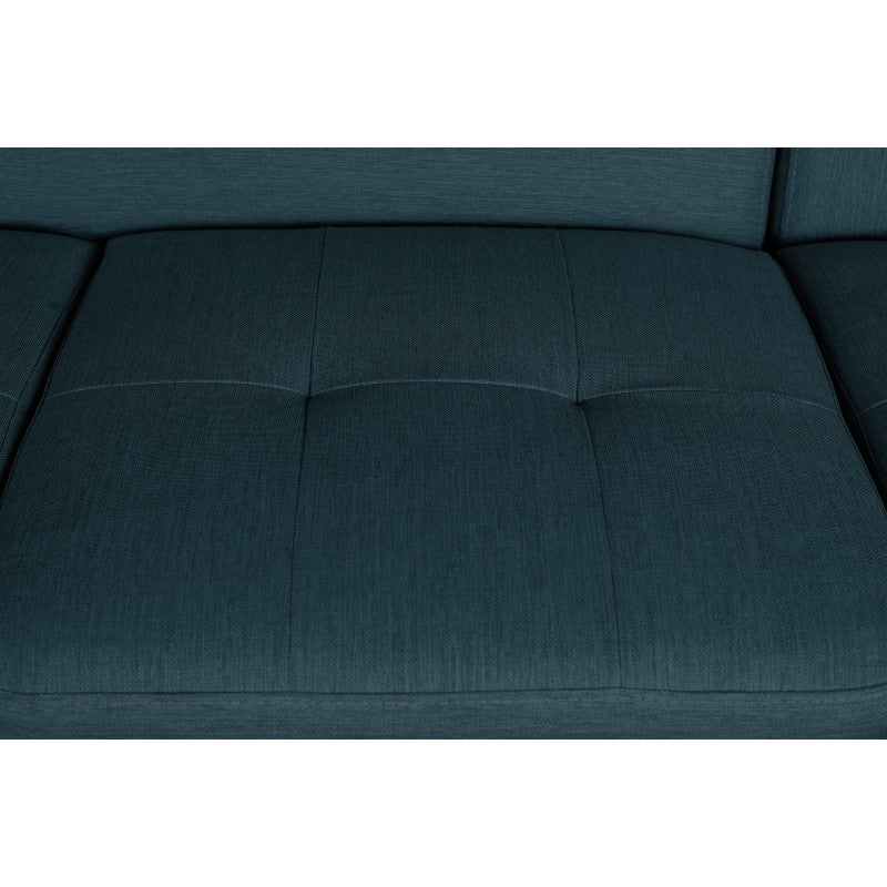 ROX SCANDINAVE - Canapé d'angle convertible avec coffre pieds bois en tissu - Bleu pétrole - Angle gauche (vue de face)