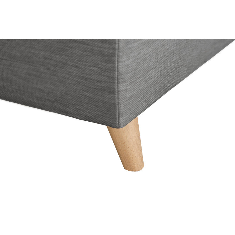 ROX SCANDINAVE - Canapé d'angle convertible avec coffre pieds bois en tissu - Gris clair - Angle droit (vue de face)