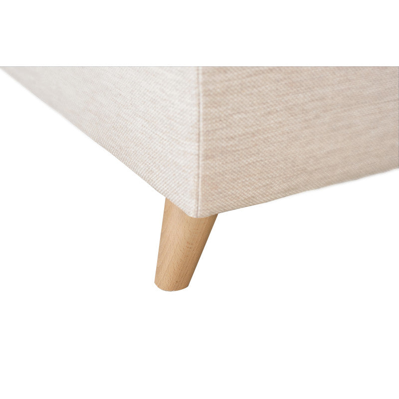 ROX SCANDINAVE - Canapé d'angle convertible avec coffre pieds bois en tissu - Beige - Angle gauche (vue de face)