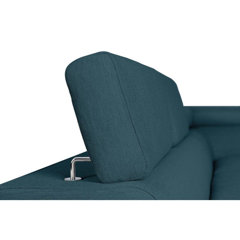 ROX SCANDINAVE - Canapé d'angle convertible avec coffre pieds bois en tissu - Bleu pétrole - Angle gauche (vue de face)