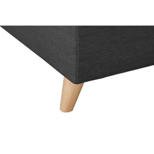 ROX SCANDINAVE - Canapé d'angle convertible avec coffre pieds bois en tissu - Gris foncé - Angle gauche (vue de face)