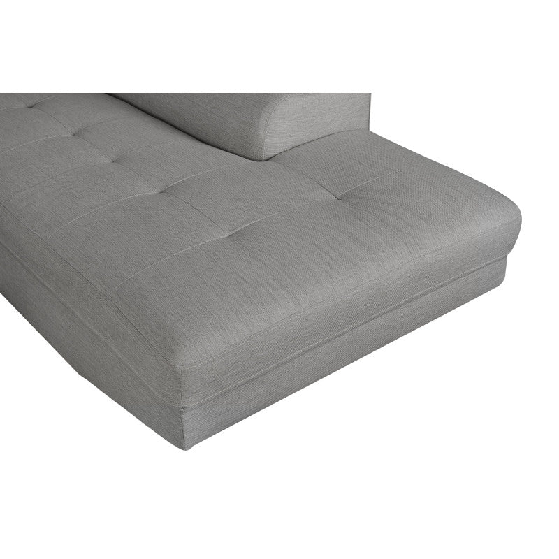 ROX SCANDINAVE - Canapé d'angle convertible avec coffre pieds bois en tissu - Gris clair - Angle droit (vue de face)