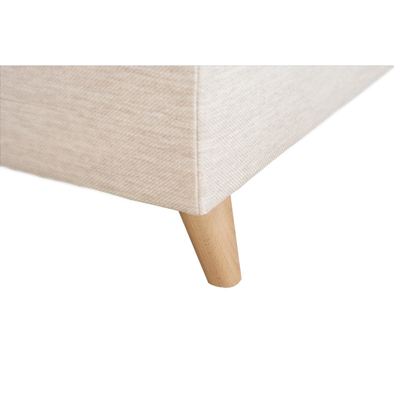 ROX SCANDINAVE - Canapé d'angle convertible avec coffre pieds bois en tissu - Beige - Angle droit (vue de face)