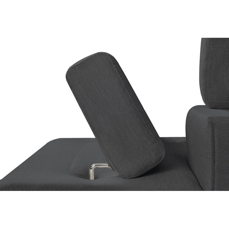 ROX SCANDINAVE - Canapé d'angle convertible avec coffre pieds bois en tissu - Gris foncé - Angle droit (vue de face)