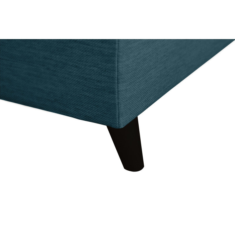 ROX SCANDINAVE - Canapé d'angle convertible avec coffre pieds bois noir en tissu - Bleu pétrole - Angle droit (vue de face)