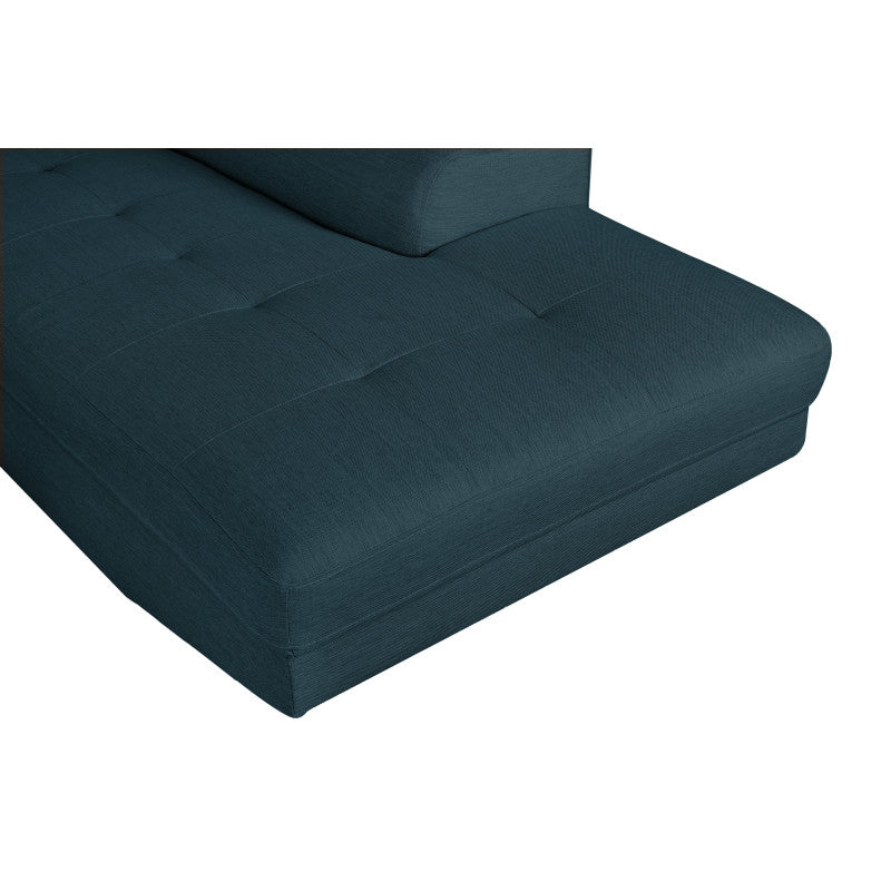 ROX SCANDINAVE - Canapé d'angle convertible avec coffre pieds bois noir en tissu - Bleu pétrole - Angle droit (vue de face)