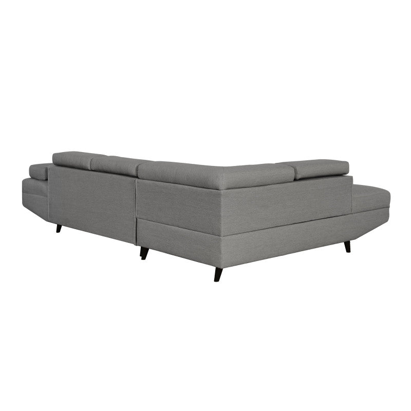 ROX SCANDINAVE - Canapé d'angle convertible avec coffre pieds bois noir en tissu - Gris clair