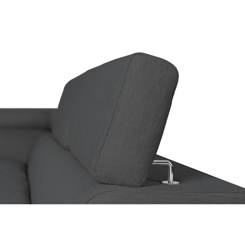 ROX SCANDINAVE - Canapé d'angle convertible avec coffre pieds bois noir en tissu - Gris foncé