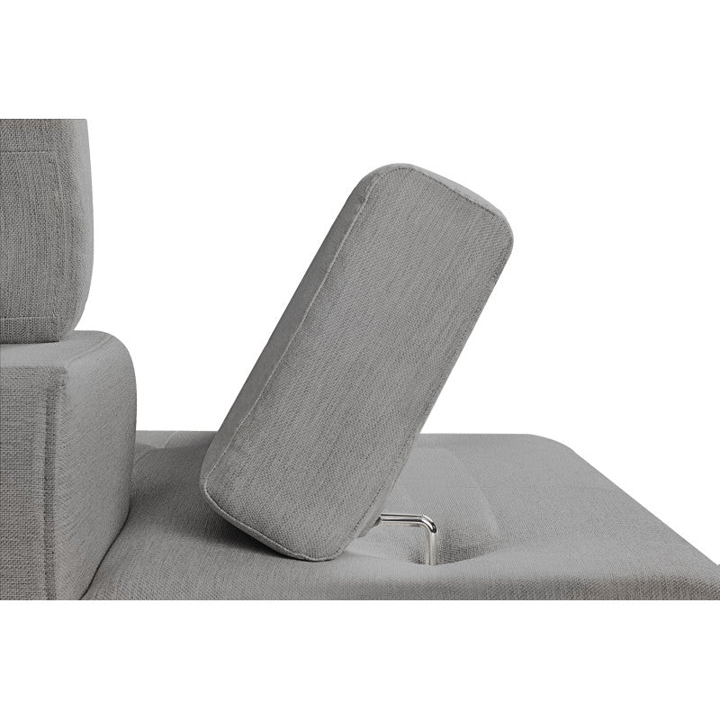 ROX SCANDINAVE - Canapé d'angle convertible avec coffre pieds bois noir en tissu - Gris clair