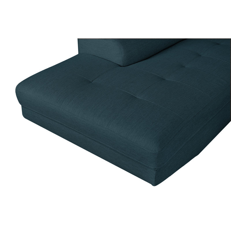 ROX SCANDINAVE - Canapé d'angle convertible avec coffre pieds bois noir en tissu - Bleu pétrole - Angle droit (vue de face)