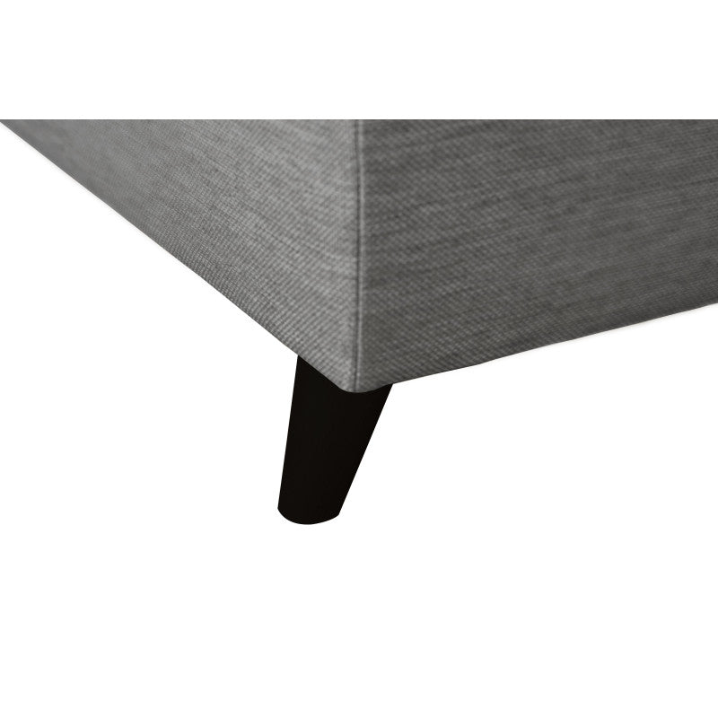 ROX SCANDINAVE - Canapé d'angle convertible avec coffre pieds bois noir en tissu - Gris clair