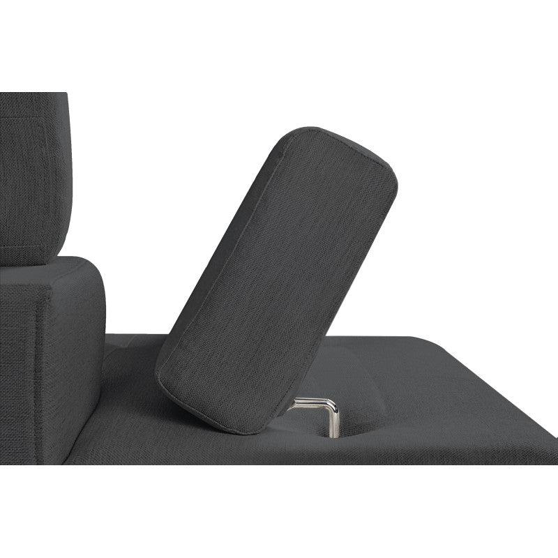 ROX SCANDINAVE - Canapé d'angle convertible avec coffre pieds bois noir en tissu - Gris foncé