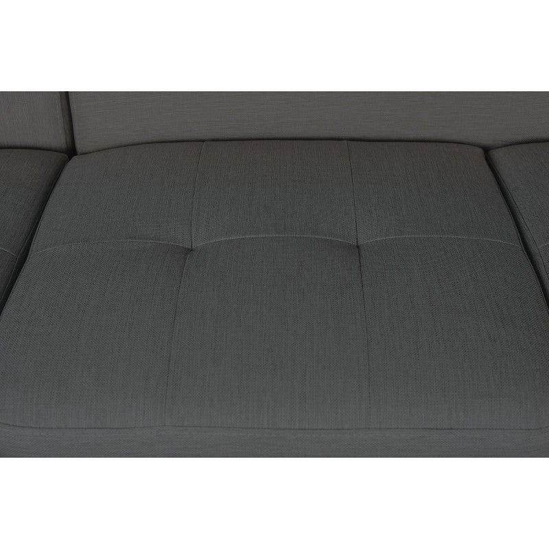 ROX SCANDINAVE - Canapé d'angle convertible avec coffre pieds bois noir en tissu - Gris foncé