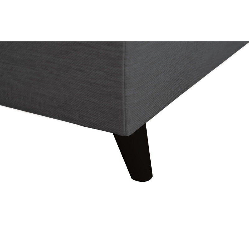 ROX SCANDINAVE - Canapé d'angle convertible avec coffre pieds bois noir en tissu - Gris foncé