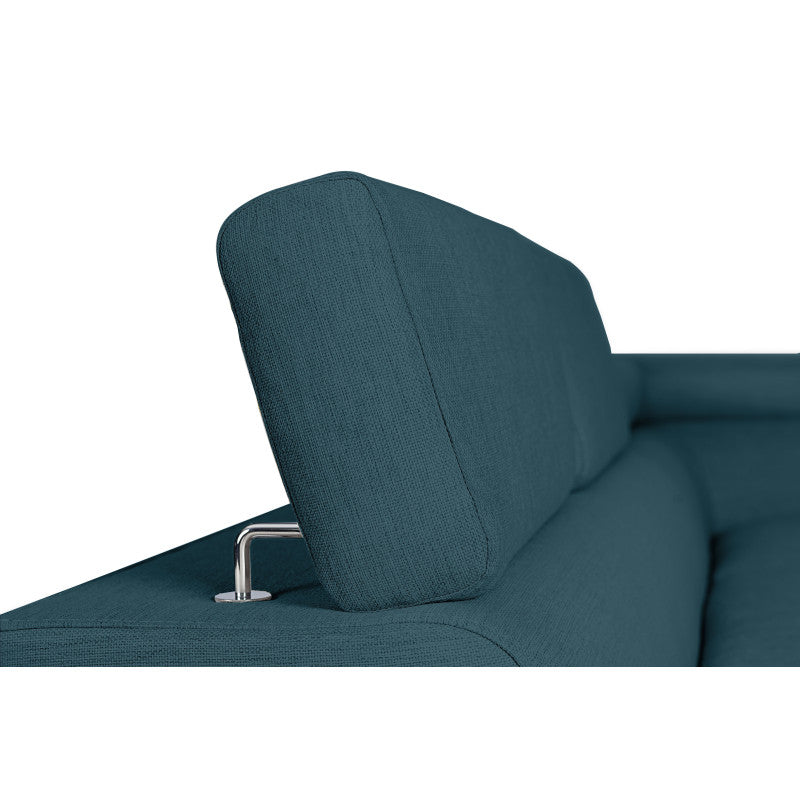 ROX SCANDINAVE - Canapé d'angle convertible avec coffre pieds bois noir en tissu - Bleu pétrole - Angle droit (vue de face)