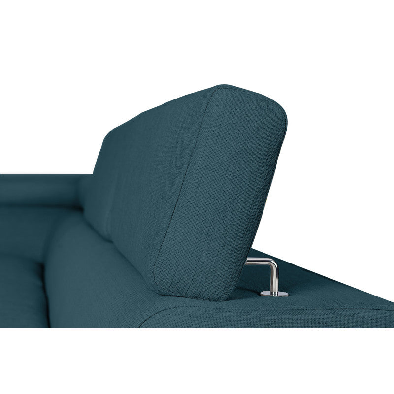 ROX SCANDINAVE - Canapé d'angle convertible avec coffre pieds bois noir en tissu - Bleu pétrole - Angle droit (vue de face)