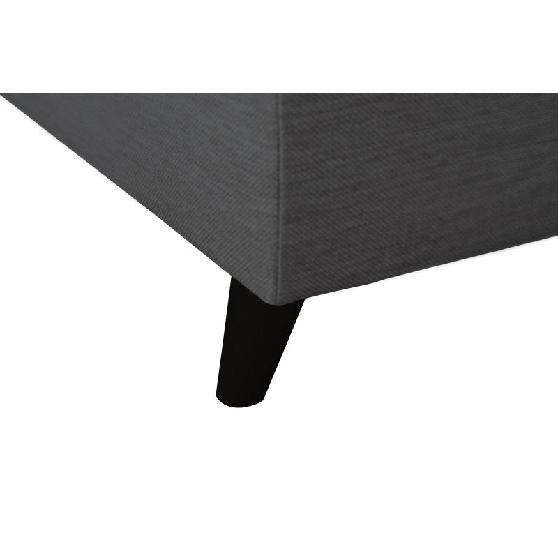 ROX SCANDINAVE - Canapé d'angle convertible avec coffre pieds bois noir en tissu - Gris foncé