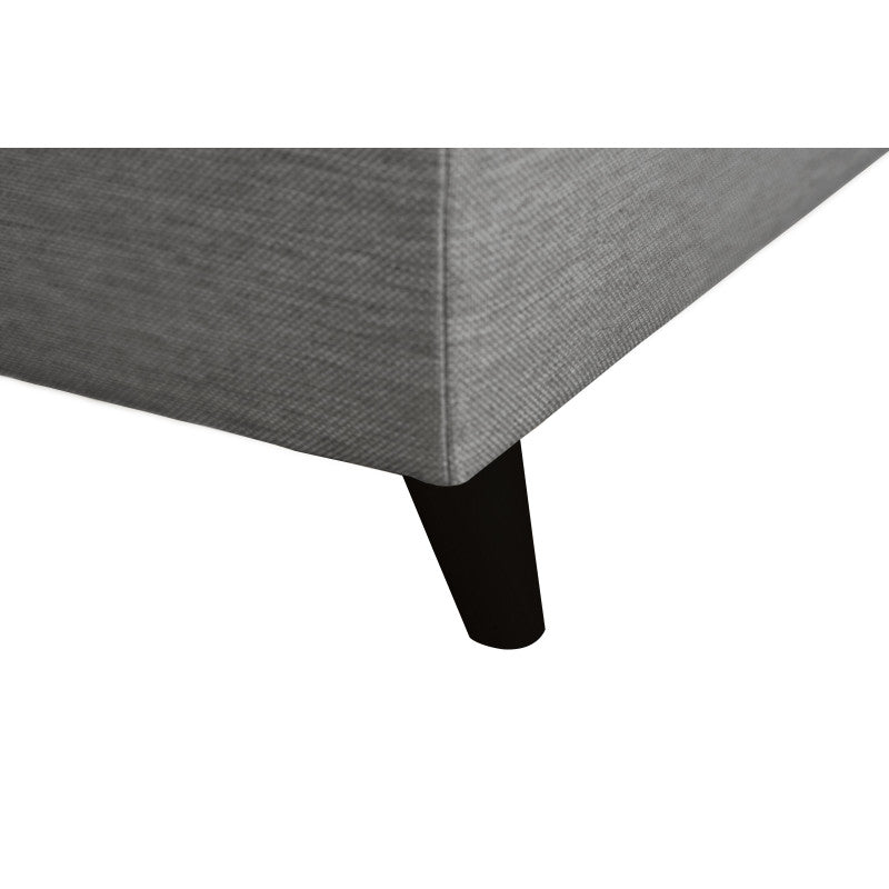 ROX SCANDINAVE - Canapé d'angle convertible avec coffre pieds bois noir en tissu - Gris clair