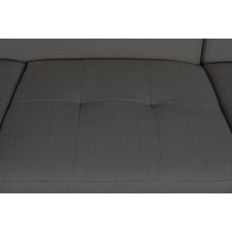 ROX SCANDINAVE - Canapé d'angle convertible avec coffre pieds bois noir en tissu - Gris foncé