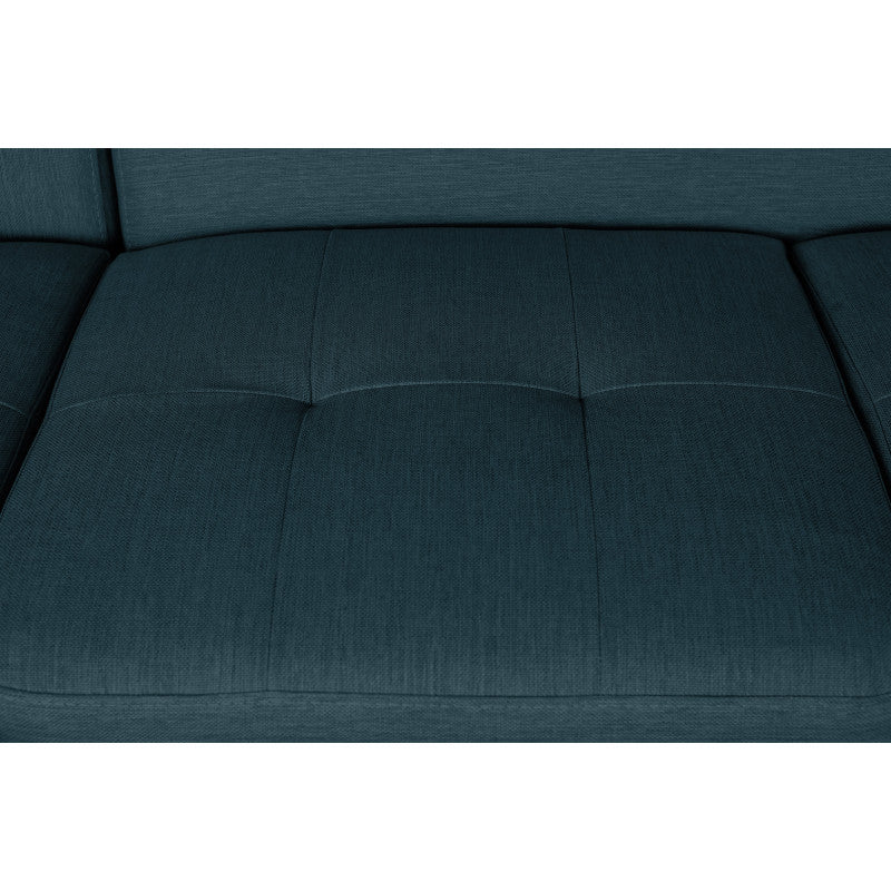 ROX SCANDINAVE - Canapé d'angle convertible avec coffre pieds bois noir en tissu - Bleu pétrole - Angle droit (vue de face)