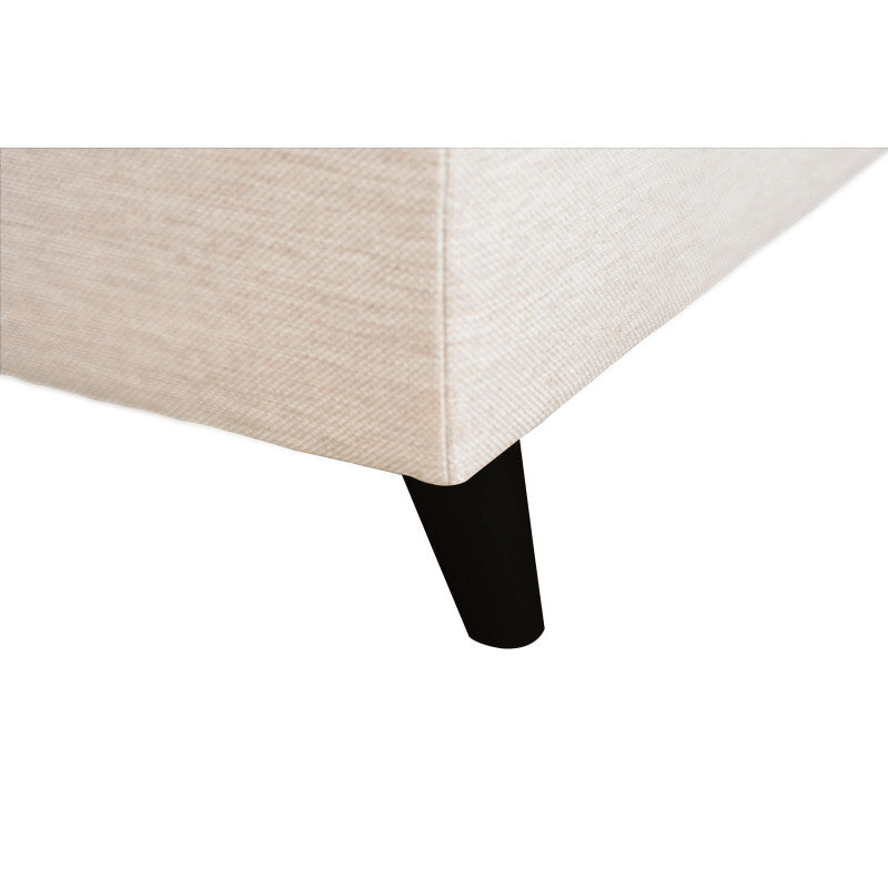 ROX SCANDINAVE - Canapé d'angle convertible avec coffre pieds bois noir en tissu - Beige - Angle droit (vue de face)