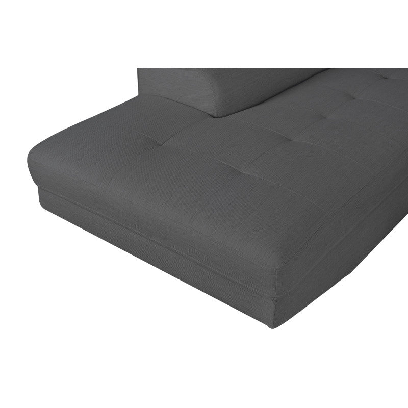 ROX SCANDINAVE - Canapé d'angle convertible avec coffre pieds bois noir en tissu - Gris foncé