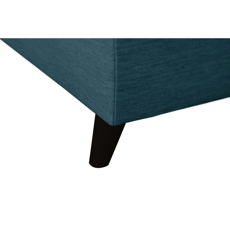 ROX SCANDINAVE - Canapé d'angle convertible avec coffre pieds bois noir en tissu - Bleu pétrole - Angle droit (vue de face)